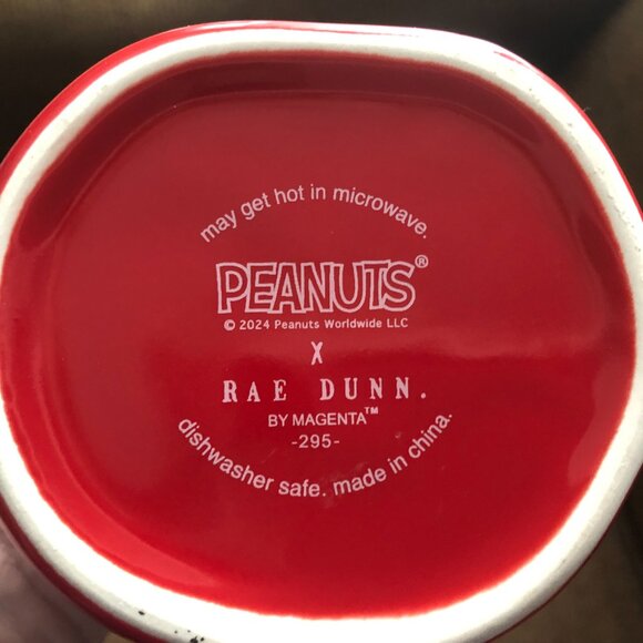 NWT Rae Dunn Peanuts Snoopy All Red Christmas Mug "Merry & Bright" - Picture 5 of 5